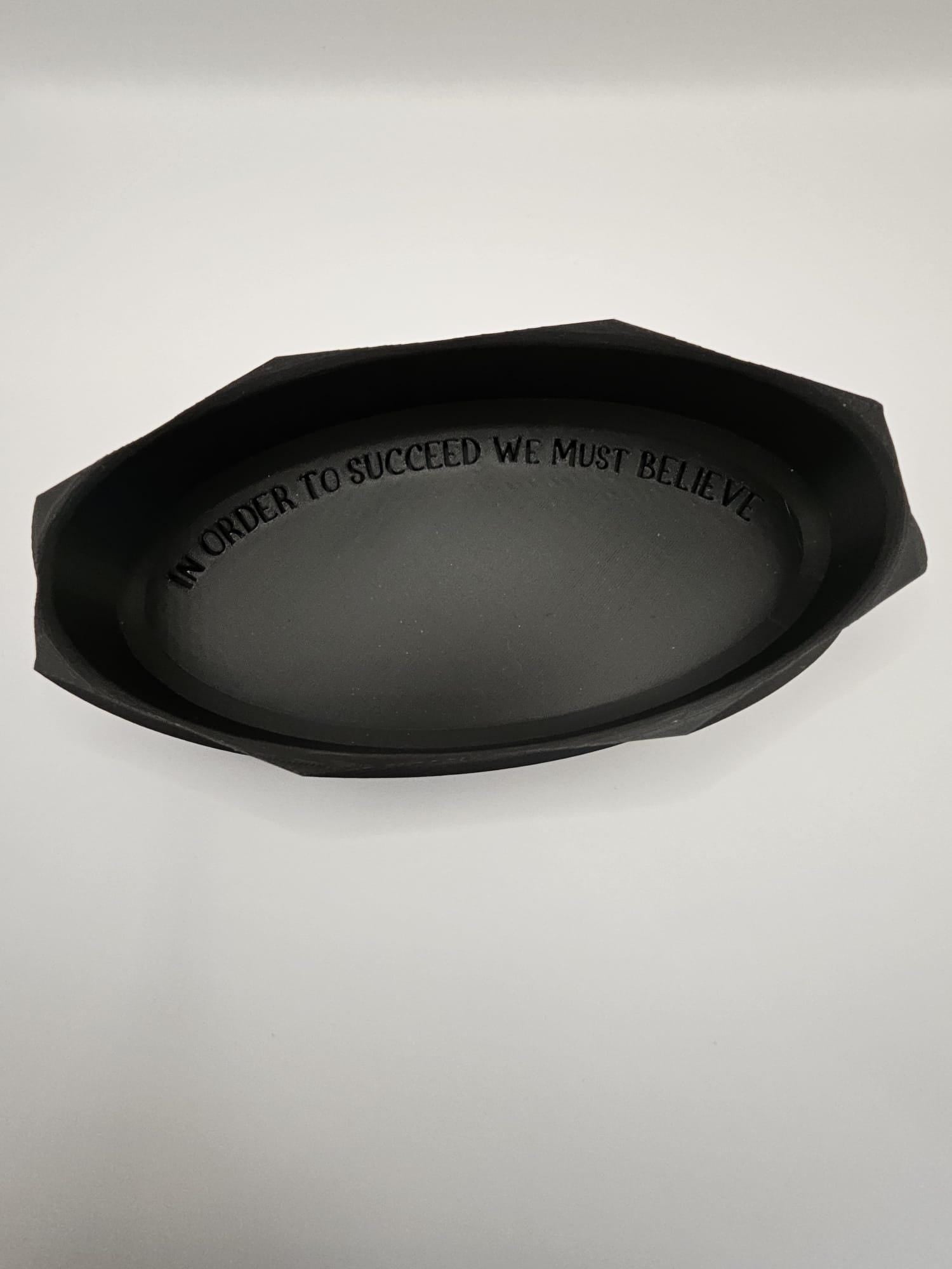 Biodegradable PLA 3D Printed Art Deco Catchall Tray Featuring Motivational Message – A Thoughtful Gift for Every Occasion