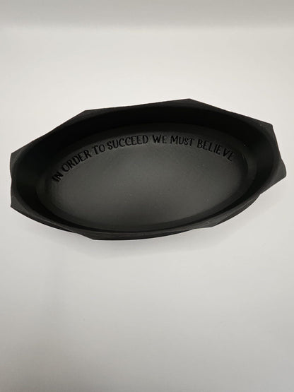 Biodegradable PLA 3D Printed Art Deco Catchall Tray Featuring Motivational Message – A Thoughtful Gift for Every Occasion