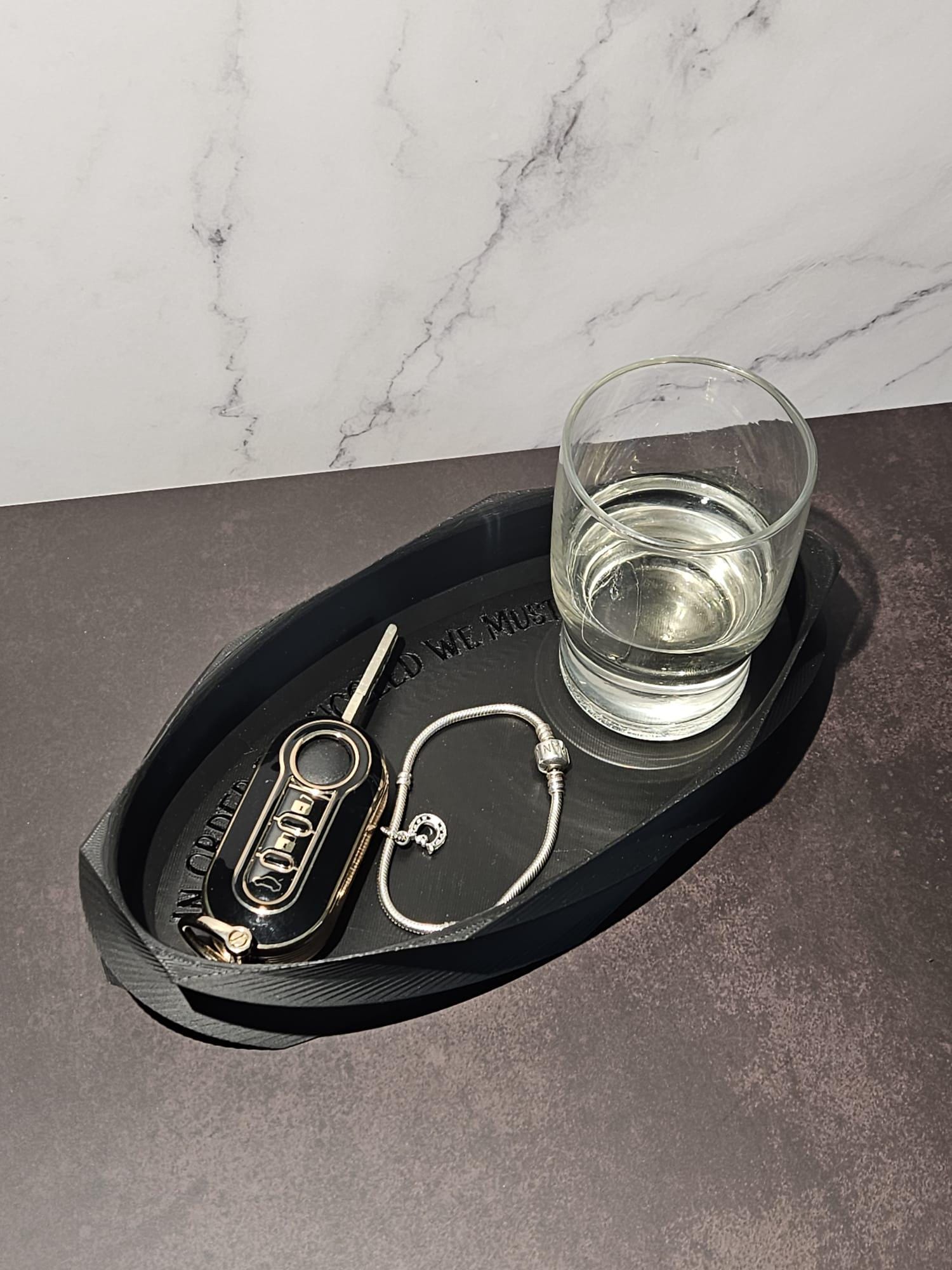 Biodegradable PLA 3D Printed Art Deco Catchall Tray Featuring Motivational Message – A Thoughtful Gift for Every Occasion
