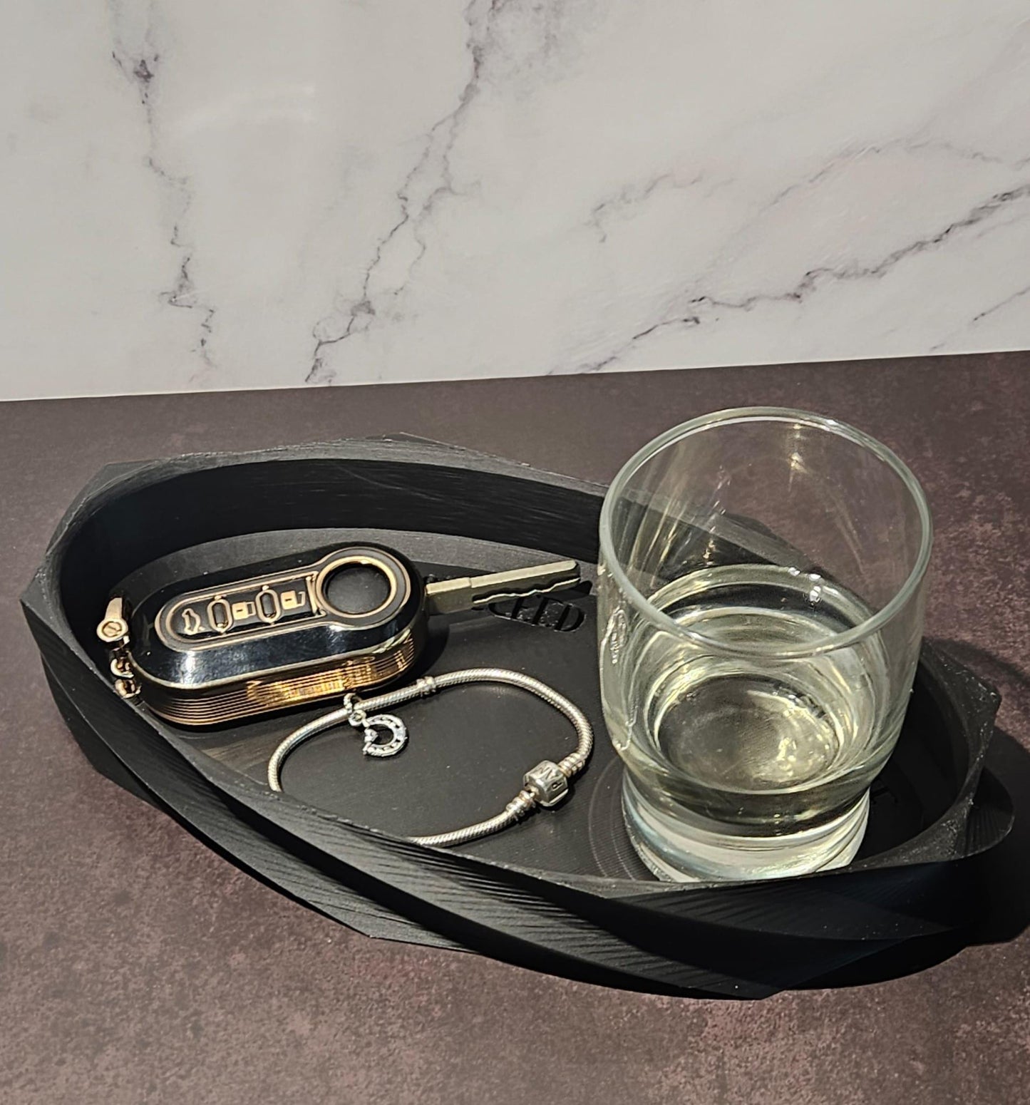 Biodegradable PLA 3D Printed Art Deco Catchall Tray Featuring Motivational Message – A Thoughtful Gift for Every Occasion