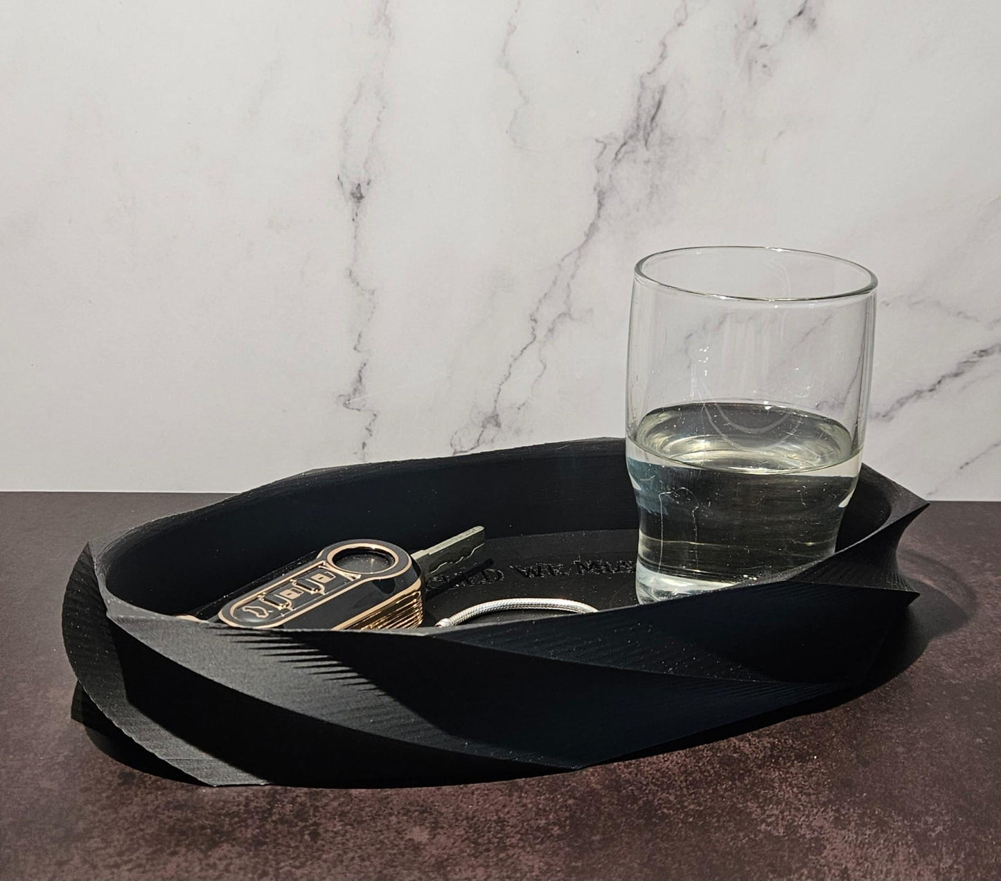Biodegradable PLA 3D Printed Art Deco Catchall Tray Featuring Motivational Message – A Thoughtful Gift for Every Occasion