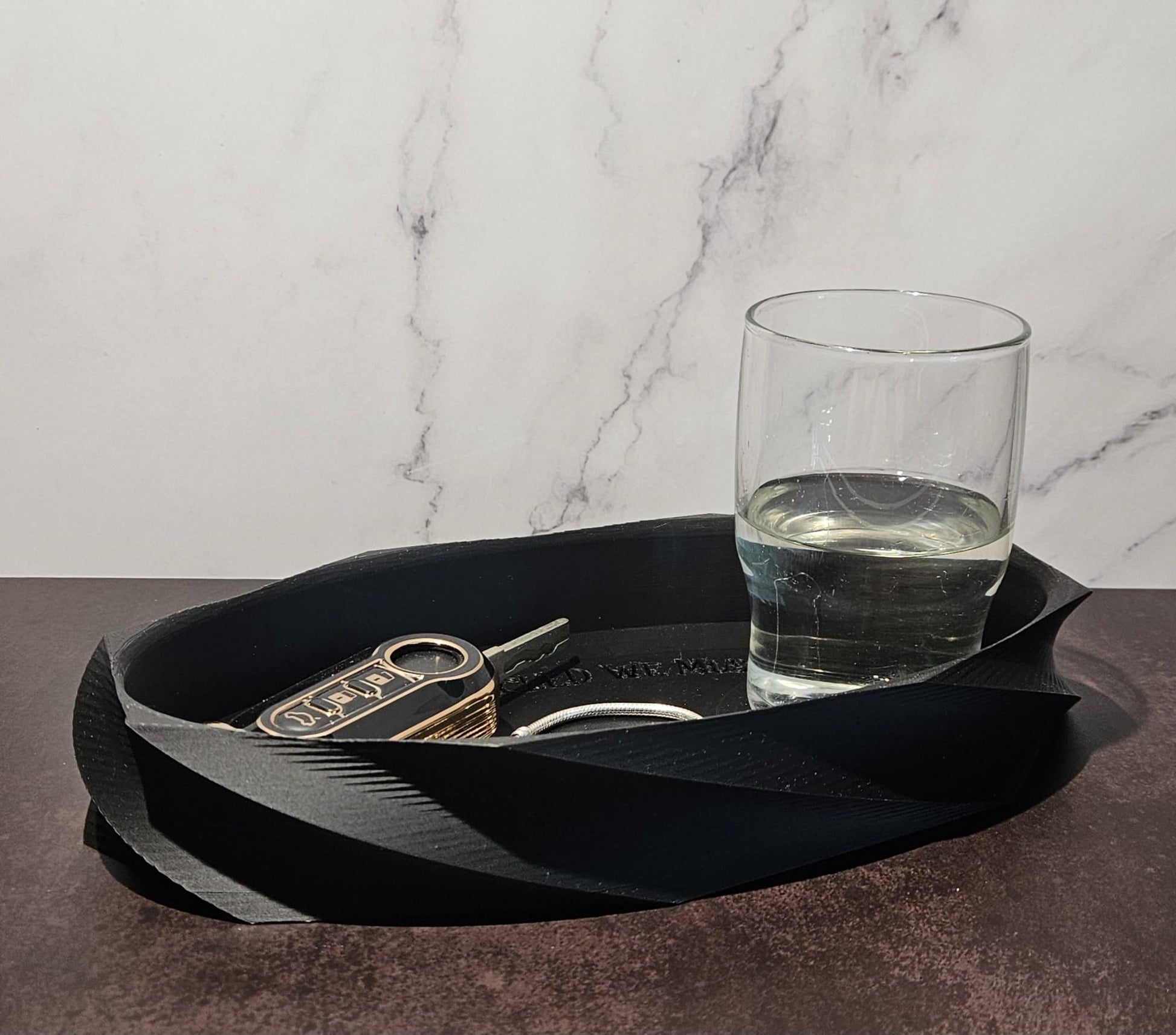 Biodegradable PLA 3D Printed Art Deco Catchall Tray Featuring Motivational Message – A Thoughtful Gift for Every Occasion
