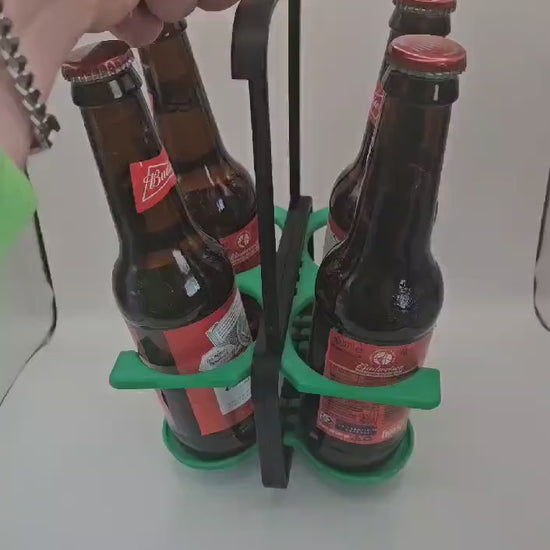 Portable Beer Caddy - Holds upto 4 beer bottles, Perfect Gift for Him, Wedding Gift, St Patricks Day Gift, Birthday Gift