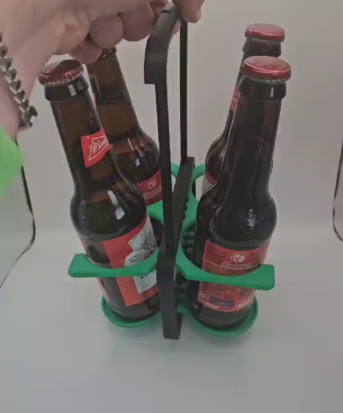 Portable Beer Caddy - Holds upto 4 beer bottles, Perfect Gift for Him, Wedding Gift, St Patricks Day Gift, Birthday Gift